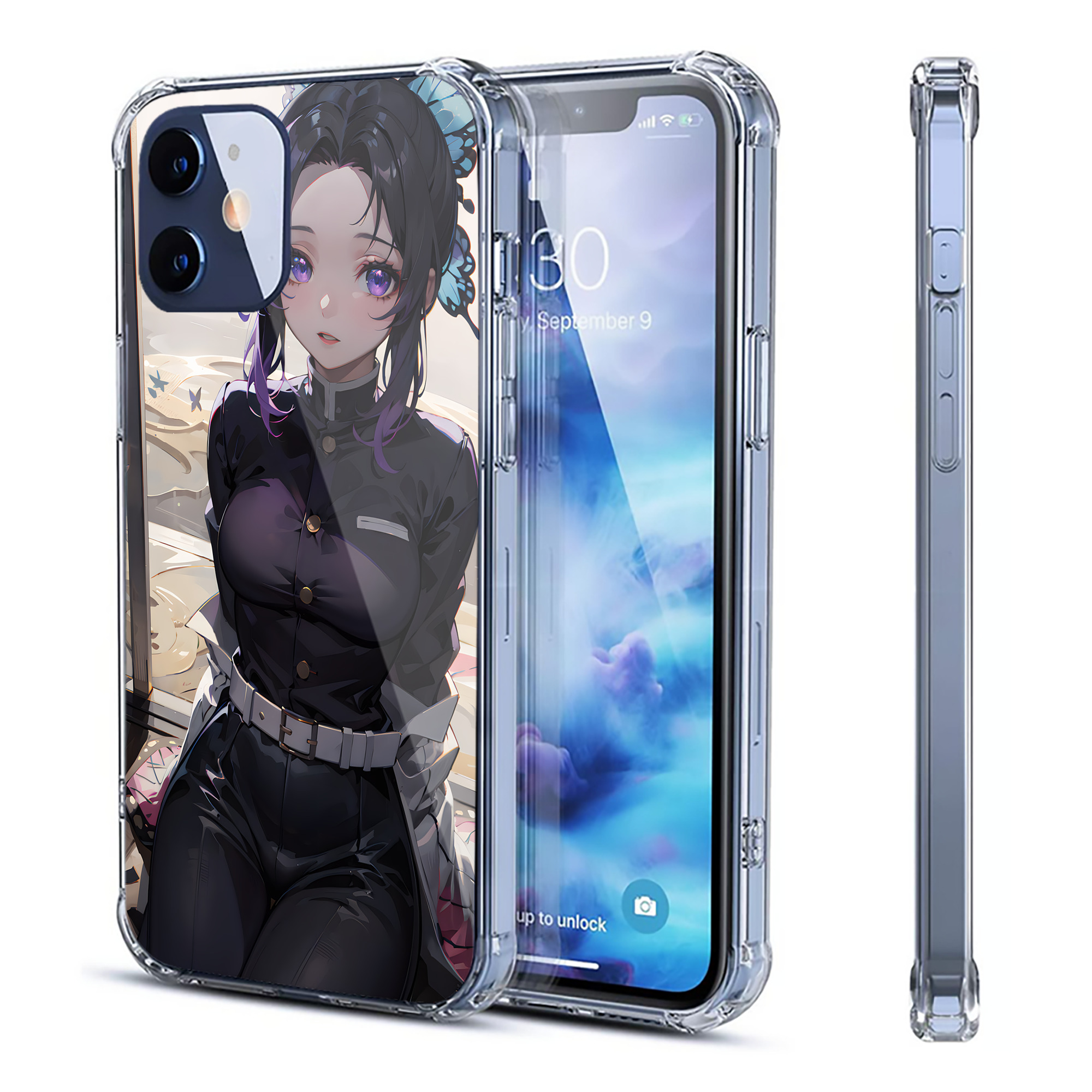 （画像用） 鬼滅の刃（きめつのやいば）蟲柱-胡蝶 しのぶ／こちょう しのぶ Kochou Shinobu 【iPhone 12シリーズ対応】透明スマホケース（クリアソフトケース）